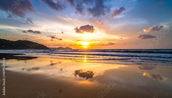 Obraz Sunset reflecting on the beach