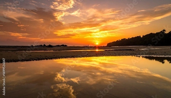 Obraz Sunset tide reflection light