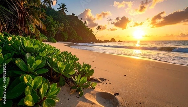 Obraz Tropical beach golden glow