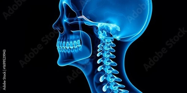Fototapeta Head and neck X-ray image showing skeletal structure,   diagnostic,   trauma