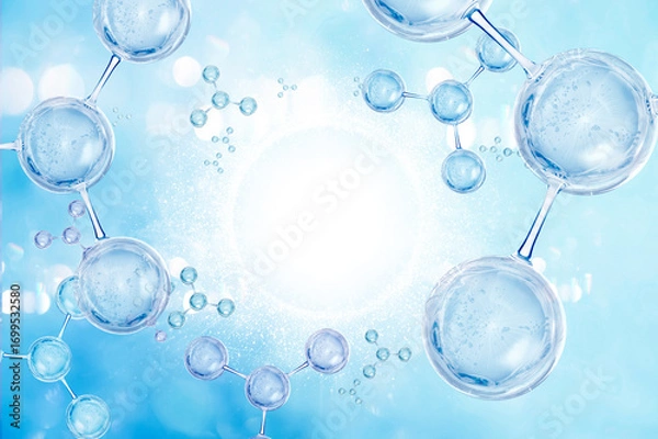 Fototapeta blue bubble and molecule background
