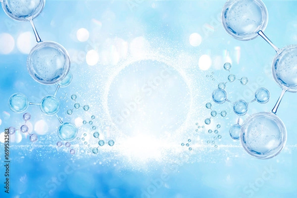 Fototapeta blue bubble and molecule background