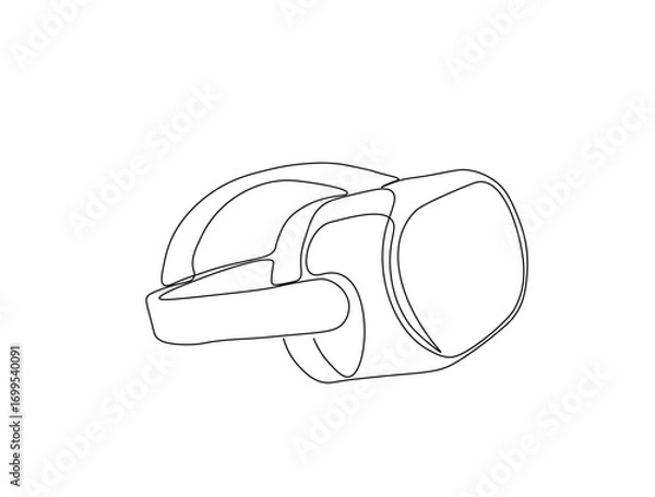 Fototapeta Continuous line art drawing of digital virtual reality glasses. VR glasses in single line art drawing vector illustration. Editable stroke.