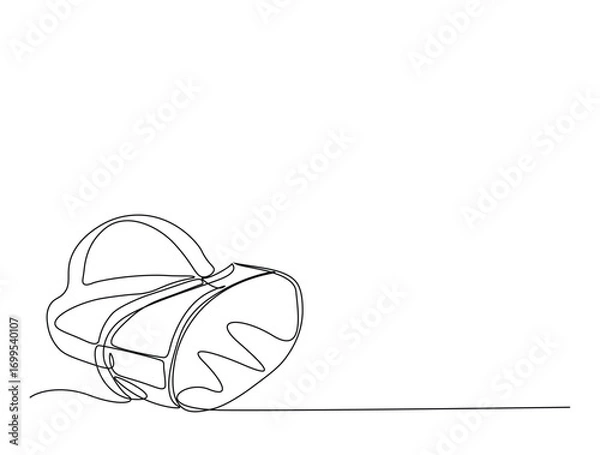 Fototapeta Continuous line art drawing of digital virtual reality glasses. VR glasses in single line art drawing vector illustration. Editable stroke.