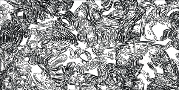 Fototapeta Abstract black and white line art design with interwoven swirls and organic shapes creating a textured pattern for decorative or artistic use