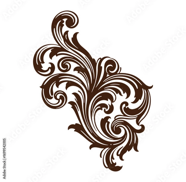 Obraz Elegant brown flourish design vector ornament for decorative backgrounds and invitations