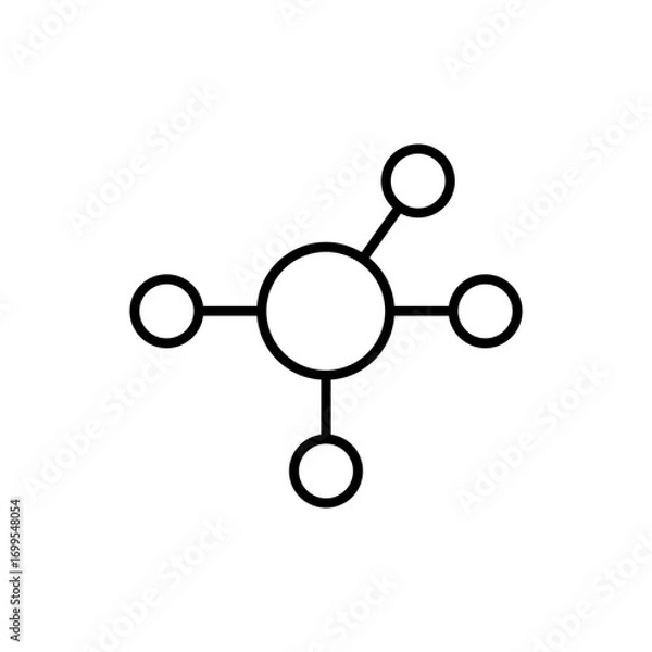 Fototapeta Molecular compound icon. Simple outline style. Element of science, chemical, biology, technology, medical concept. Thin line symbol. Isolated design.