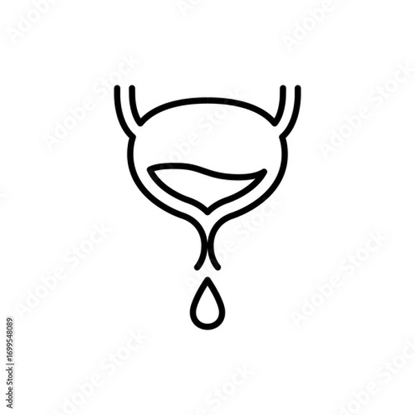Fototapeta Bladder infection icon. Simple outline style. Incontinence, urinary, bladder, cancer, tract, disorder, problem, infection, health element concept. Thin line symbol. Isolated design.