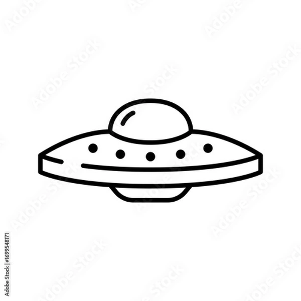 Fototapeta UFO Flying Saucer icon. Simple outline style. Ship, outerspace, spaceship, mystery, technology, space, galaxy, fantasy, dish, alien concept. Thin line symbol. Isolated design.