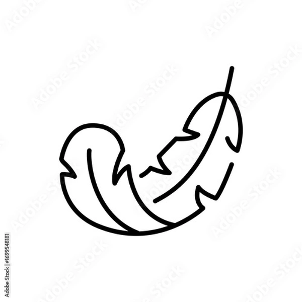 Fototapeta Feather icon. Simple outline style. Light, weight, smooth, pillow, bird, quill, fluff, falling, lightweight concept. Thin line symbol. Isolated design.