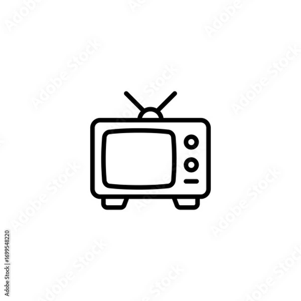 Fototapeta Old TV icon. Simple outline style. Television, channel, broadcast, news, media, watch, vintage, antenna, retro, screen, analog, technology concept. Thin line symbol. Isolated design.