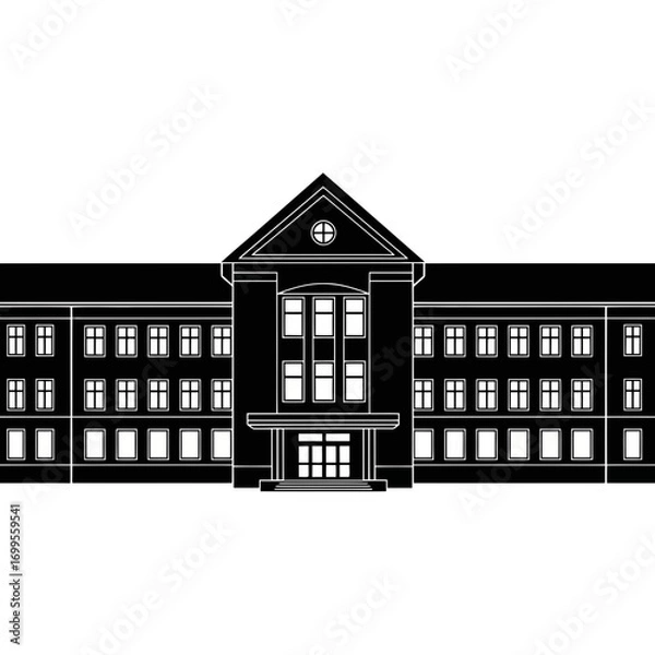 Fototapeta Classic building facade silhouette with rows of windows
