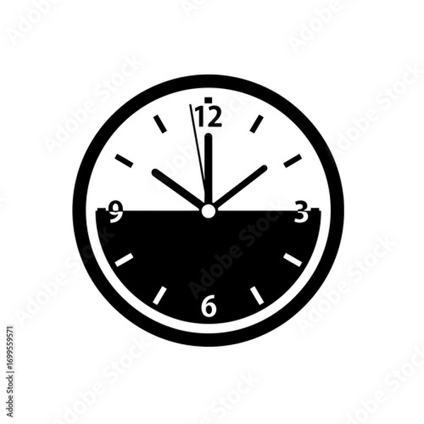 Fototapeta Black and white clock face with hands indicating time