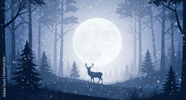 Obraz deer in winter forest