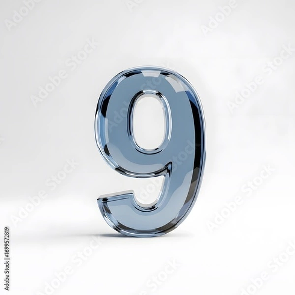 Fototapeta Glass Number Nine, Sleek 3D Render