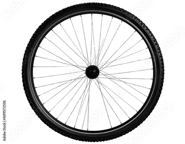 Fototapeta Close-Up of Bicycle Wheel with Spokes and Tire Tread, isolated on transparent background PNG