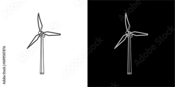Fototapeta A minimalist illustration of a wind turbine, presented in two contrasting backgrounds.