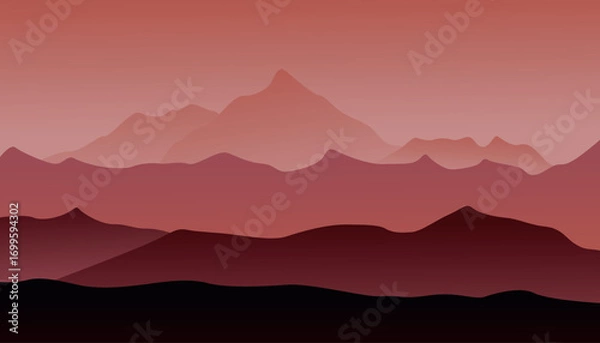 Fototapeta Minimalistic landscape. Modern background with mountain landscape and nature. Vector background. Abstract wallpaper for print, decoration, wall art and canvas print.