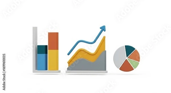 Fototapeta Colorful Business Graphs and Charts for Data Analytics and Financial Growth