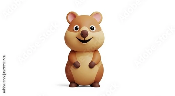 Fototapeta Friendly Cartoon Hamster Character Standing Cheerfully with a Playful