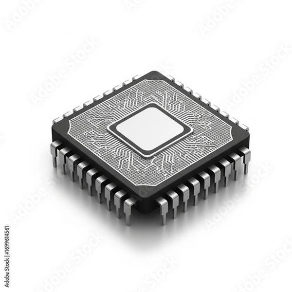 Fototapeta 3D Black and White Microchip Processor Icon