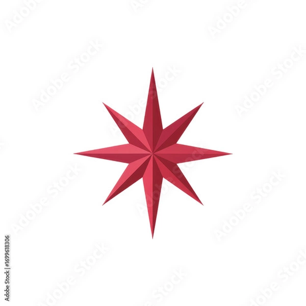 Fototapeta Red Eight-Pointed Star on Green Transparent background - Geometric Design Element