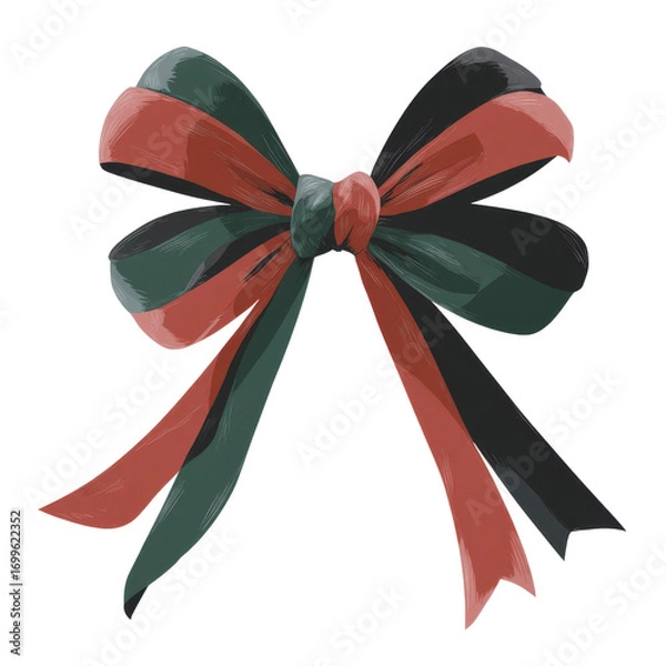 Fototapeta Elegant Red and Green Bow Graphic Design Element