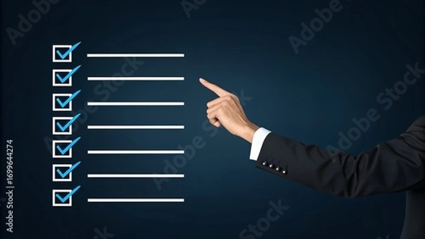 Fototapeta Online Business Productivity Checklist: Fast Survey Form and Clipboard Task Management System