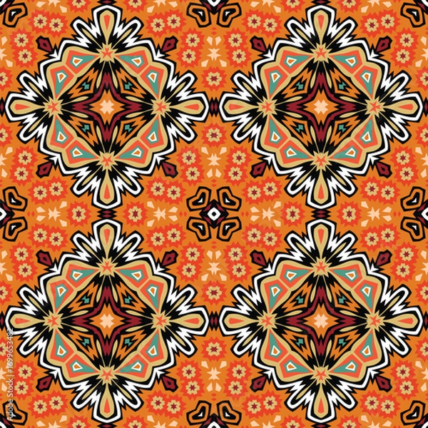 Fototapeta Autumn themed abstract seamless pattern