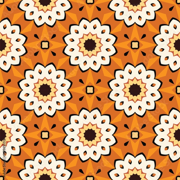 Obraz Autumn themed geometric floral seamless pattern