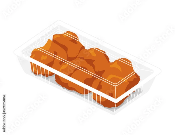 Obraz フードパックに入れた鶏の唐揚げのイラスト