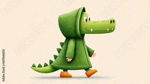 Obraz Halloween outfit, A cartoon crocodile character in a hooded cloak.