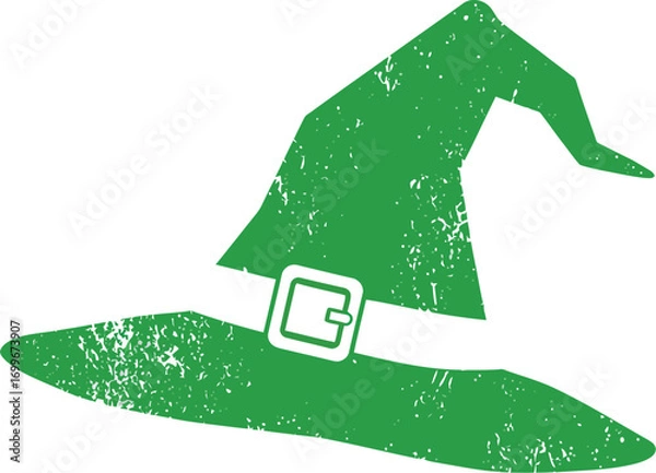 Obraz green witch hat with buckle on transparent background