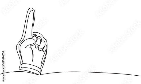 Fototapeta One Finger Up Gesture Fan Symbol in Continuous Line Drawing