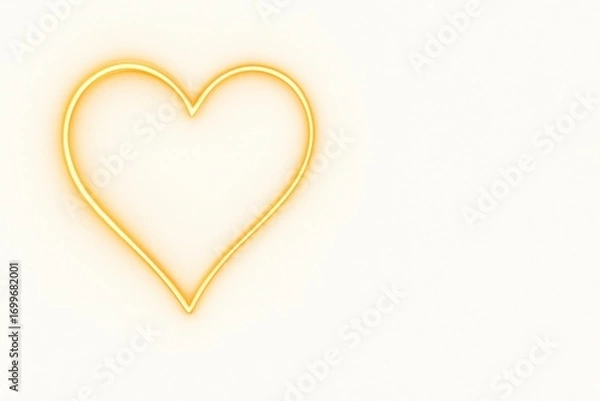 Fototapeta Minimal glowing orange heart outline on white background suitable for tech-themed love branding modern valentine graphics and elegant romantic designs