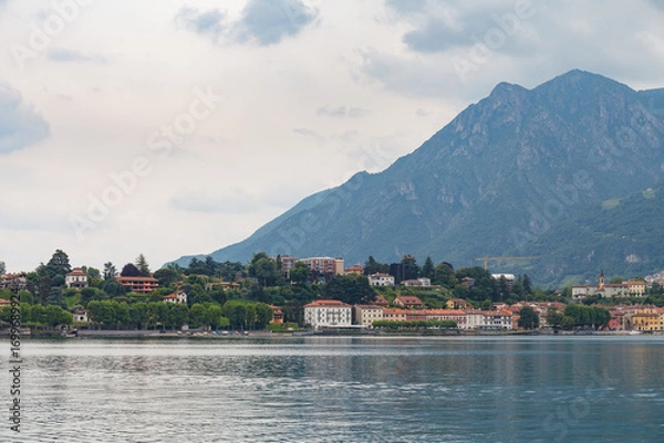 Fototapeta Lakeside view of villas, Como lake, view from town of Lecco, Italy