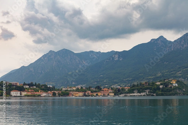 Fototapeta Lakeside view of villas, Como lake, view from town of Lecco, Italy