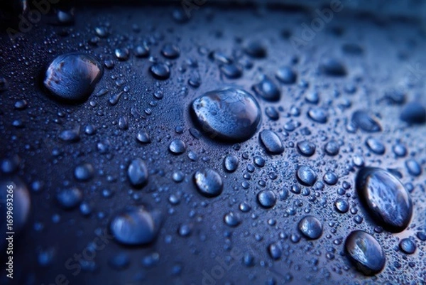Fototapeta Water-Drop Texture. Close-up shot of Blue Water Droplets on Textured Background