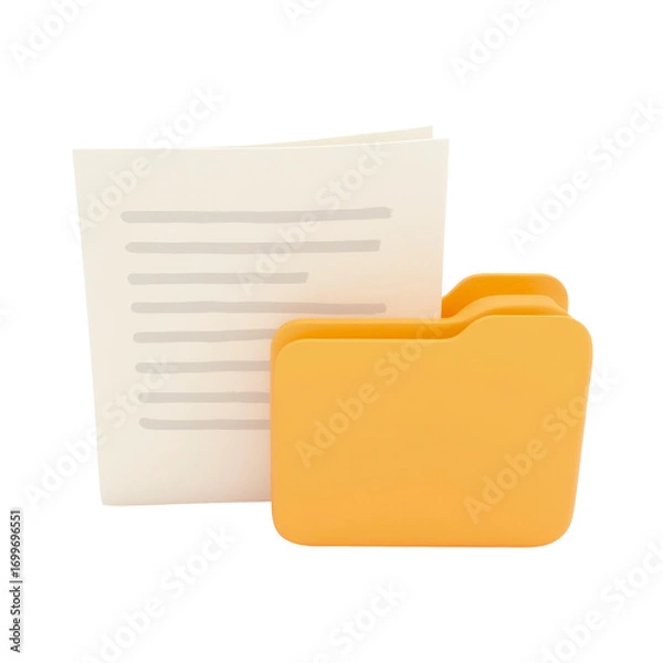 Obraz Cartoon illustration of document with folder scene vibrant design smooth shapes