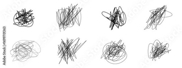 Fototapeta Set of hand drawn line doodles. Vector illustration.