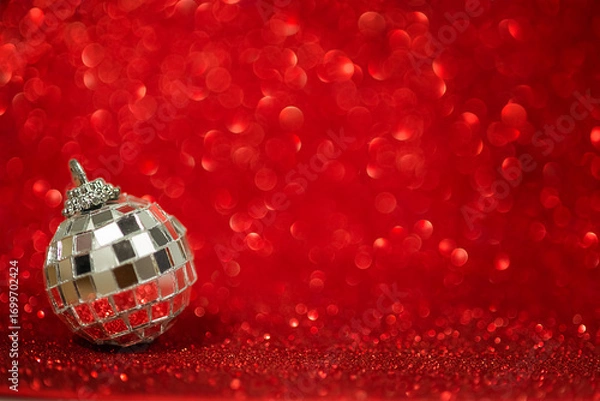 Obraz Christmas decoration on a shiny red background