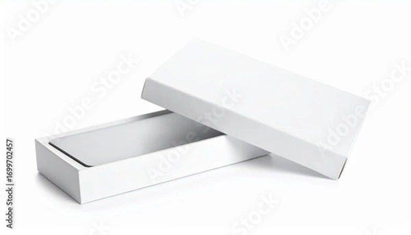 Obraz white product box with lid open on white background