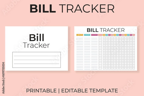 Obraz Bill Tracker Printable and Editable Template
