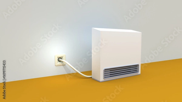 Fototapeta ガスコンセントに接続されたファンヒーターのイラスト