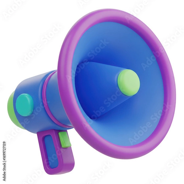 Fototapeta Brightly colored megaphone announcing news or making a loud statement loudspeaker device transparent background