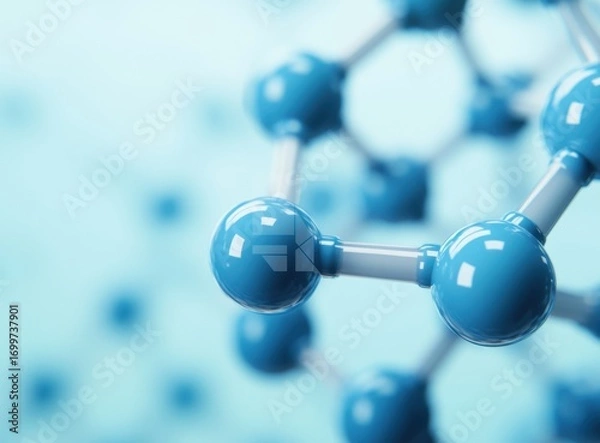 Fototapeta Blue Molecular Structure on Soft Background with Scientific Appeal