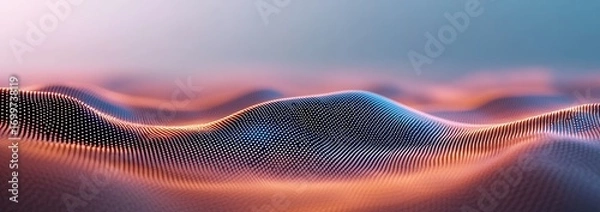 Fototapeta Abstract Digital Landscape with Colorful Waves and Soft Light Effects