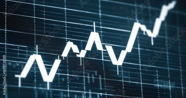 Fototapeta Financial Chart with Upward Trend and Data Visualization Background