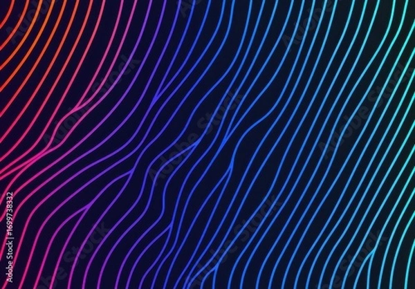 Fototapeta Abstract Colorful Wave Pattern Design on Dark Background