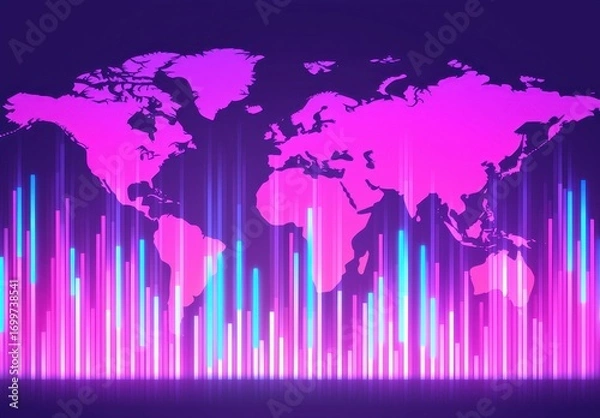 Fototapeta Vibrant Abstract World Map Design with Colorful Data Visualization